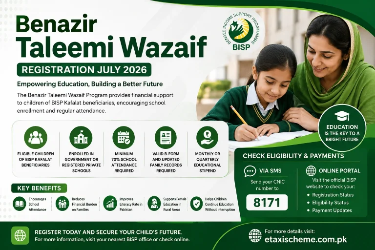 Benazir Taleemi Wazaif Registration July
